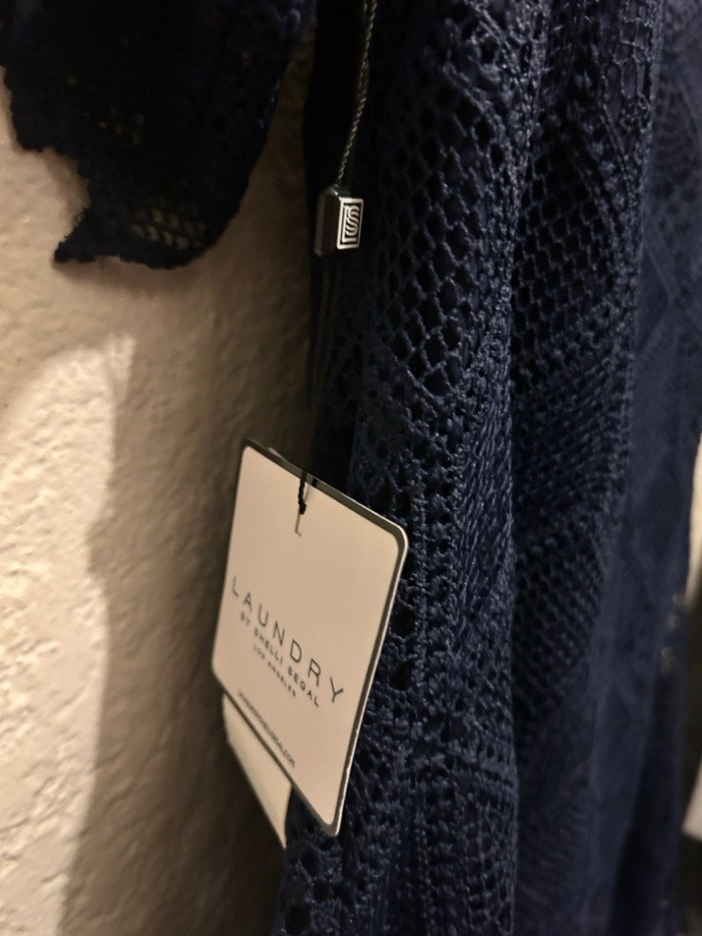 Laundry By Shelli Segal Navy Crochet Cold-Shoulder Mini Dress - Picture 13 of 13